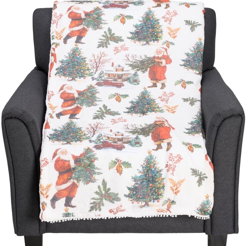 EnVogue Christmas Gauze Throw Blanket - Reversible, 50x70"